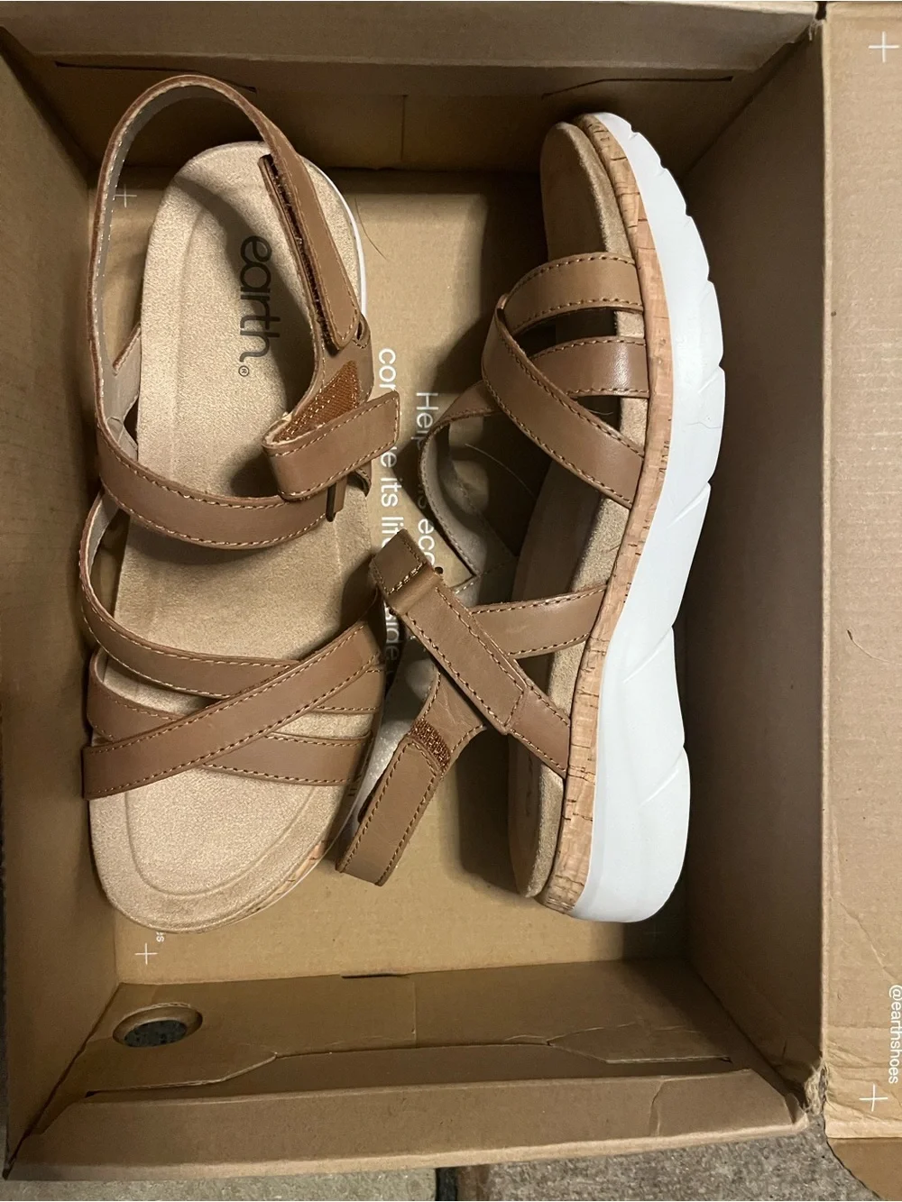 Earth Origins Brown Strappy Platform Slingback Sandals - Picture 1 of 6